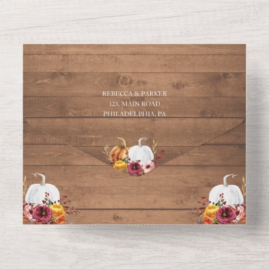 Pumpkins Hochzeiten in einem einzigen All In One Einladung (Rückseite)