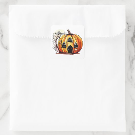 Pumpkins House Quadratischer Aufkleber (Tasche)