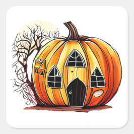 Pumpkins House Quadratischer Aufkleber