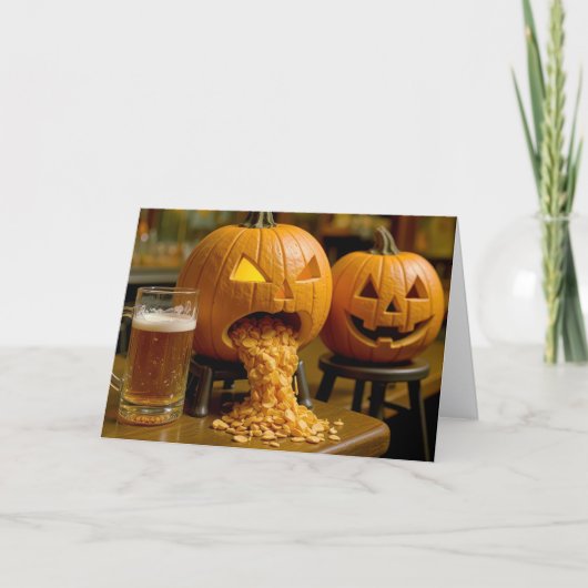Pumpkins In a Bar Halloween Birthday Humor Karte (Vorderseite)