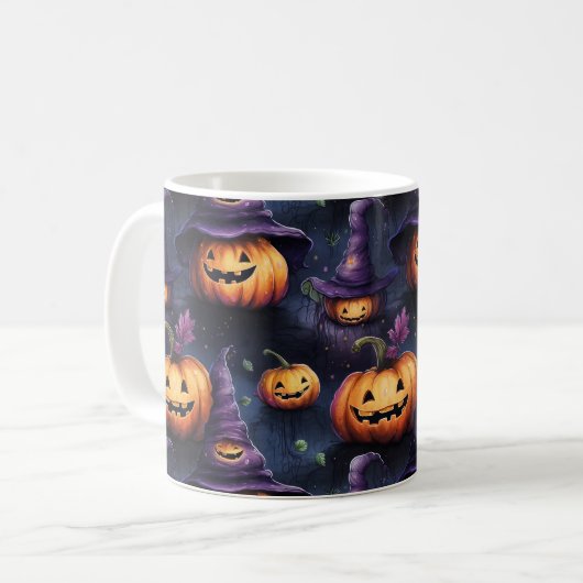 Pumpkins Magic Hats Halloween Kaffeetasse (Vorderseite Links)