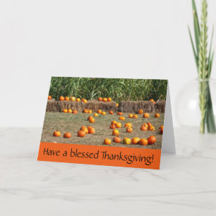 Pumpkins, Mais- und Hay-Erntedank-Karte Feiertagskarte