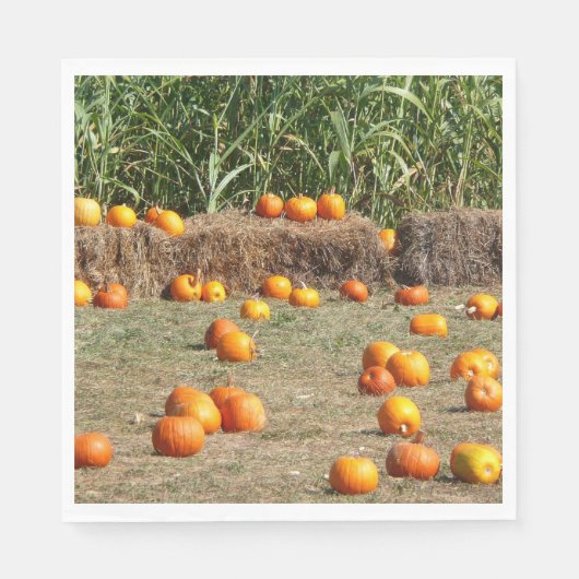 Pumpkins, Mais und Hay Herbst Erntefotografie Serviette (Vorderseite)