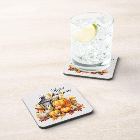 Pumpkins Maple Tree Blätter Lampe Erntedank Getränkeuntersetzer (Rechte Seite)