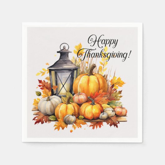 Pumpkins Maple Tree Blätter Lampe Erntedank Serviette (Vorderseite)
