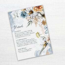 Pumpkins mit Wildblumen, die die Details-Karte für Einladung