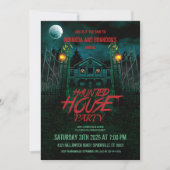 Pumpkins Moon Bats Spuk House Halloween Einladung (Vorderseite)