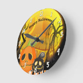 Pumpkins & Moon Whimsical Halloween Custom Runde Wanduhr (Winkel)