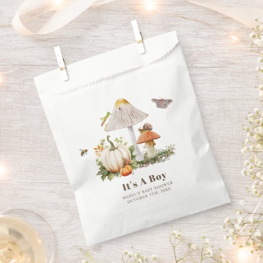 Pumpkins Mushroom Woodland Insekten Boy Baby Showe Geschenktütchen (Ausgeschnitten)
