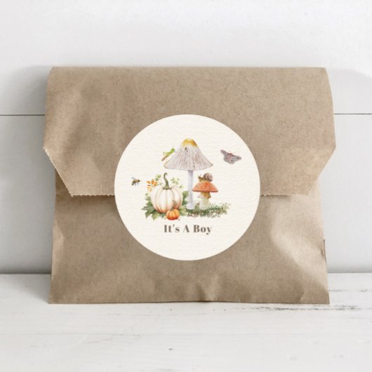 Pumpkins Mushroom Woodland Insekten Boy Baby Showe Runder Aufkleber