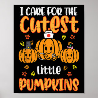 Pumpkins Nurween Scrub Top Fall Thanksgivi Poster