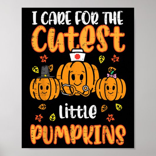 Pumpkins Nurween Scrub Top Fall Thanksgivi Poster (Vorne)