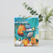 Pumpkins on the Beach Flat Card (Stehend Vorderseite)