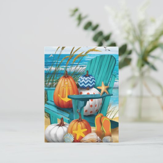 Pumpkins on the Beach Flat Card (Stehend Vorderseite)