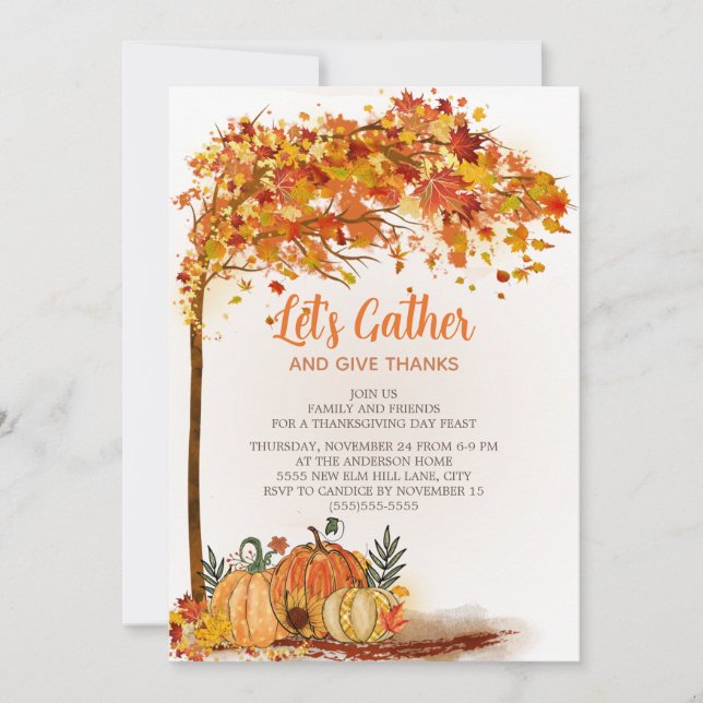 Pumpkins Orange Herbstlaubs Erntedank Dinner (Vorderseite)