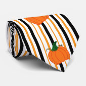 Pumpkins Orange Schwarz-weiße vertikale Streifen Krawatte (Gerollt)
