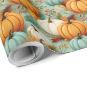 Pumpkins Orange Sea Green ID1079 Geschenkpapier (Rolleneckpunkt)