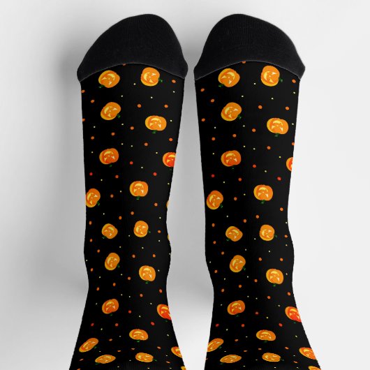 Pumpkins Pattern Jack-o'-Lantern Happy Halloween Socken (Oben)