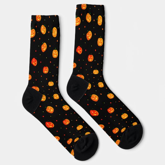 Pumpkins Pattern Jack-o'-Lantern Happy Halloween Socken (Rechts)