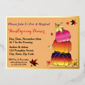 Pumpkins & Pumpkins Gradient, Gold, Erntedank Folieneinladung (Vorderseite)
