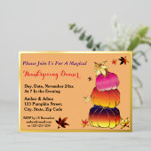 Pumpkins & Pumpkins Gradient, Gold, Erntedank Folieneinladung (Stehend vorne)