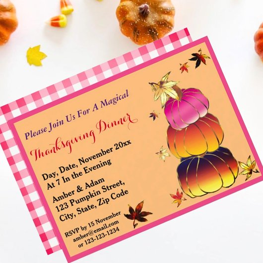 Pumpkins & Pumpkins Gradient, Gold & Foil Texture Einladung