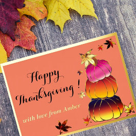 Pumpkins & Pumpkins Gradient, Gold & Foil Texture Folien Feiertagskarte