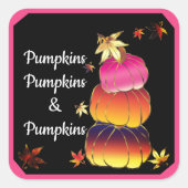 Pumpkins & Pumpkins Gradient, Gold & Foil Texture Quadratischer Aufkleber (Vorderseite)