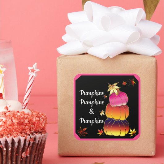 Pumpkins & Pumpkins Gradient, Gold & Foil Texture Quadratischer Aufkleber (Party)