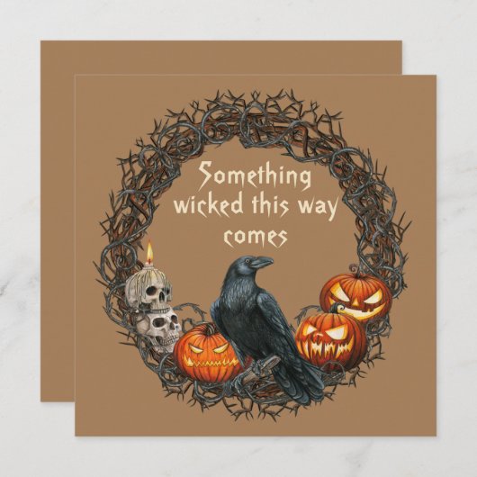 Pumpkins & Raven Wreath Halloween Card (Vorne/Hinten)
