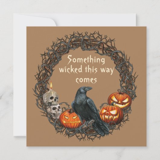 Pumpkins & Raven Wreath Halloween Card (Vorderseite)