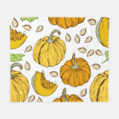 Pumpkins Retro Sketch: Erntedank Muster. Fleecedecke (Vorderseite (Horizontal))