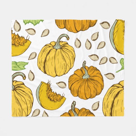 Pumpkins Retro Sketch: Erntedank Muster. Fleecedecke (Vorderseite (Horizontal))