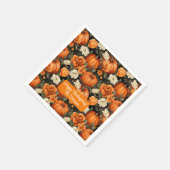 Pumpkins Rose Herbstliche Blume Serviette (Ecke)