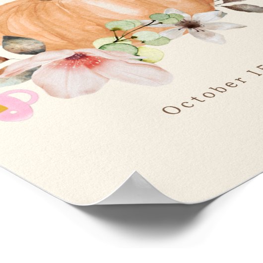 Pumpkins & Schnullers Girl Baby Dusche Willkommen Poster (Ecke)