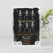 Pumpkins Skeleton Halloween-Knochen-Party Einladung (Stehend Vorderseite)