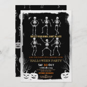 Pumpkins Skeleton Halloween-Knochen-Party Einladung (Vorne/Hinten)