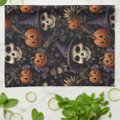 Pumpkins Skulls Blume Halloween Geschirrtuch (Gefaltet)