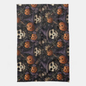 Pumpkins Skulls Blume Halloween Geschirrtuch (Vertikal)