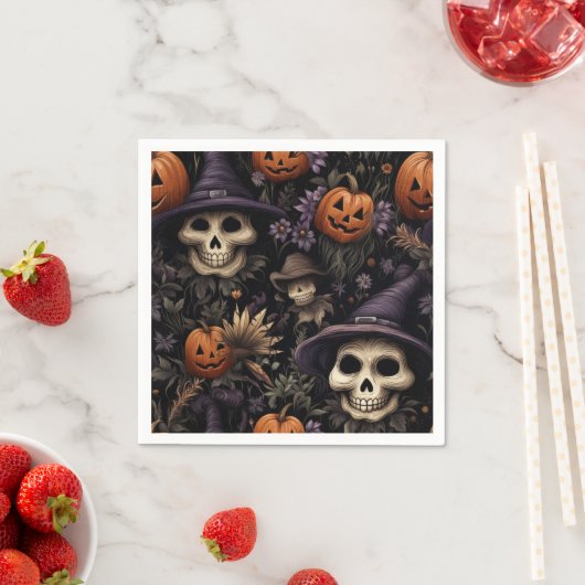 Pumpkins Skulls Blume Halloween Serviette (Beispiel)