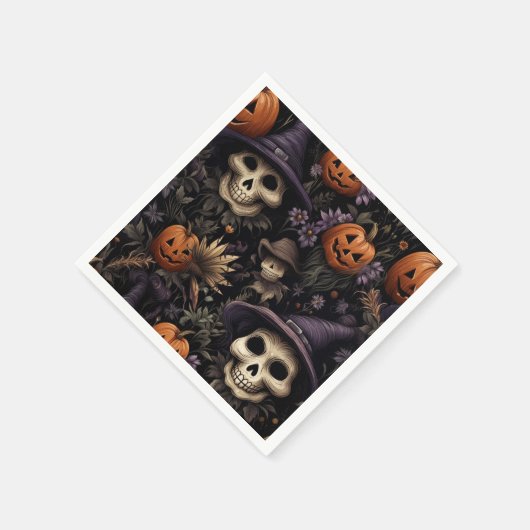 Pumpkins Skulls Blume Halloween Serviette (Ecke)