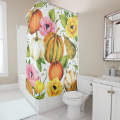Pumpkins Sonnenblumen: Design des Aquarellmusters Duschvorhang (Beispiel)