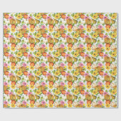 Pumpkins Sonnenblumen: Design des Aquarellmusters Geschenkpapier (Flach)