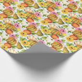 Pumpkins Sonnenblumen: Design des Aquarellmusters Geschenkpapier (Ecke)