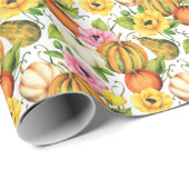 Pumpkins Sonnenblumen: Design des Aquarellmusters Geschenkpapier (Rolleneckpunkt)