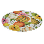 Pumpkins Sonnenblumen: Design des Aquarellmusters Schneidebrett (Ecke)