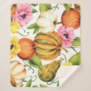 Pumpkins Sonnenblumen: Design des Aquarellmusters Sherpadecke