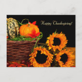 Pumpkins & Sonnenblumen Erntedank Postkarten (Vorderseite)