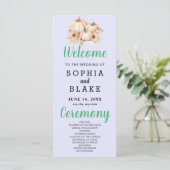 Pumpkins & Sonnenblumen Fall Lila Hochzeitsprogram (Stehend Vorderseite)