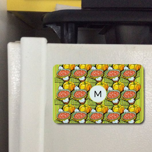 Pumpkins, Soup und Streifen-Hintergrundmonogramm Magnet